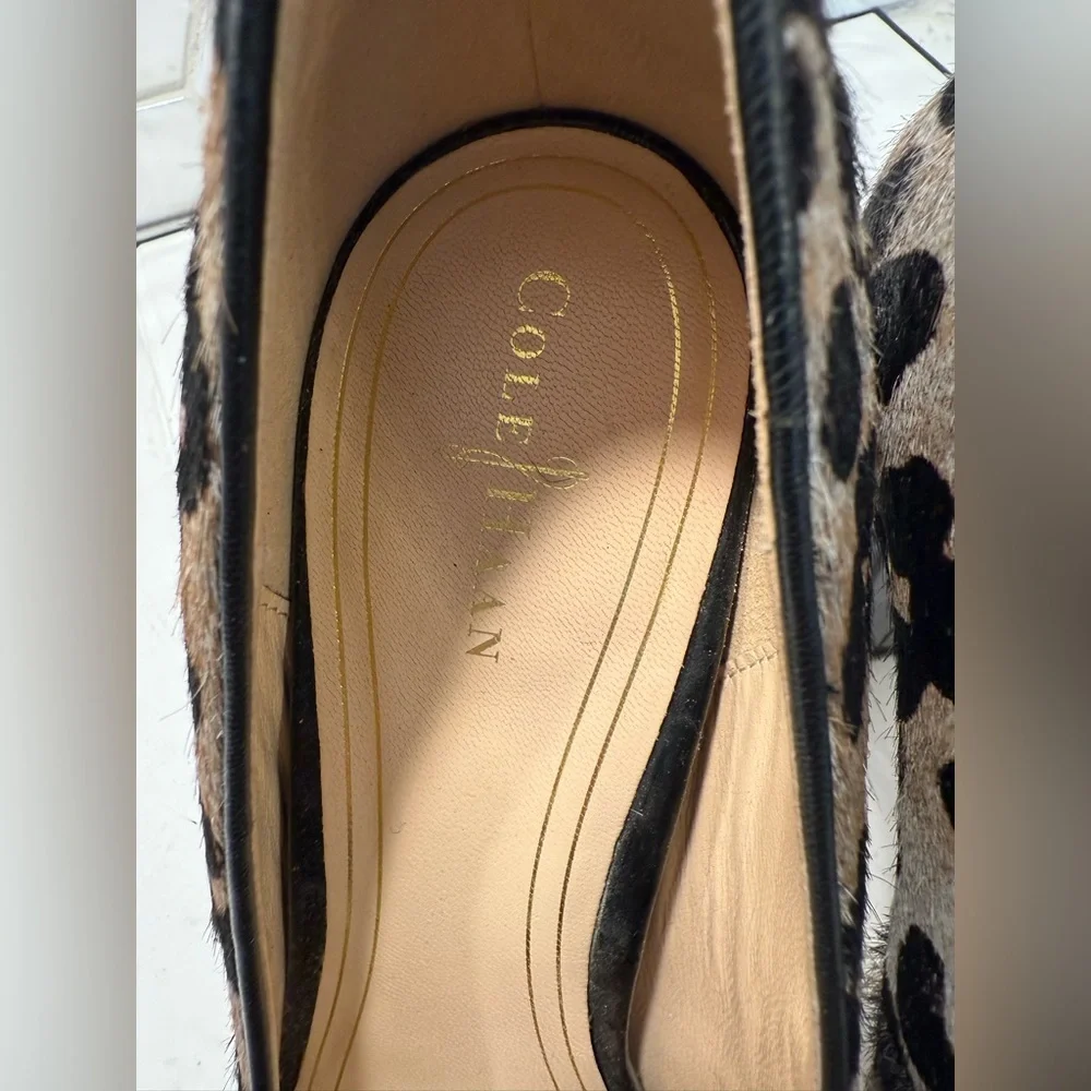 Cole Haan Chelsea Real Cow Fur Block Heel Pump Size 9.5 Leopard Print - Picture 6 of 14